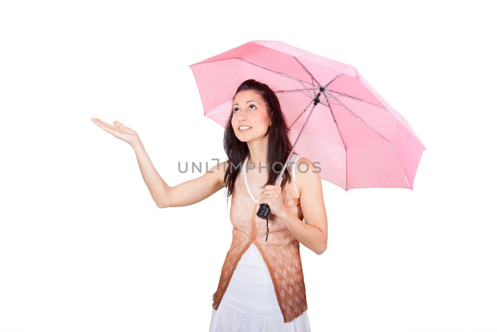 Woman with pink umbrella by maros_b