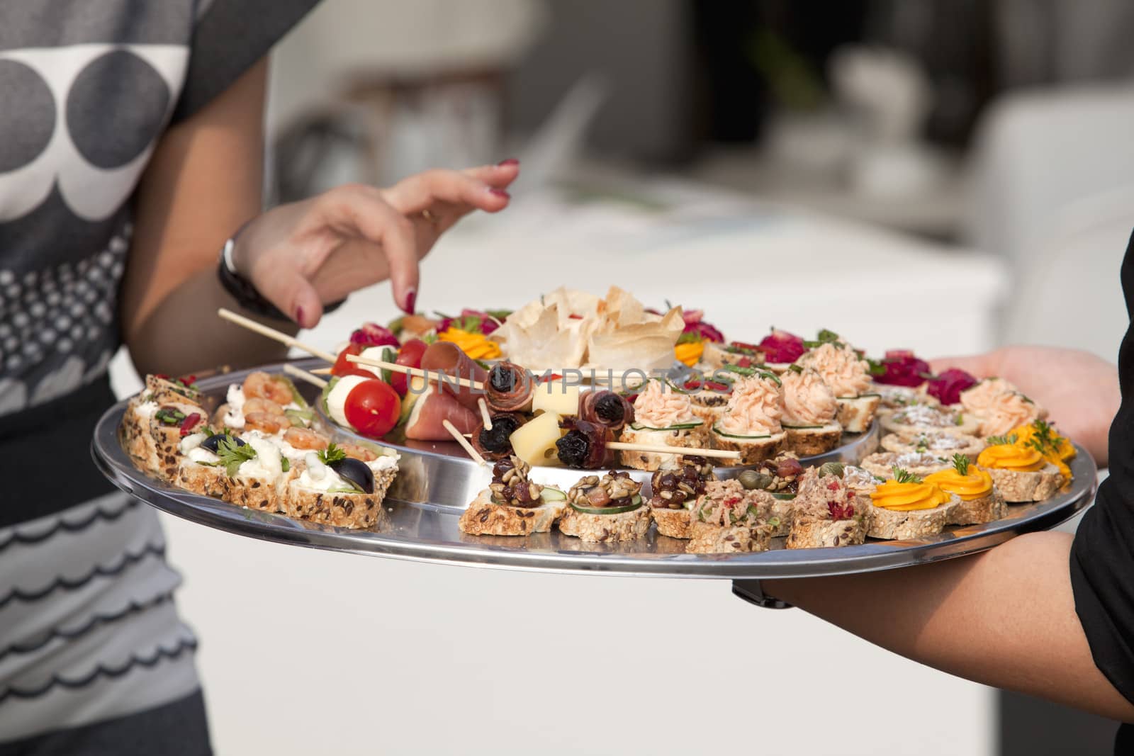 Platter with food by wellphoto