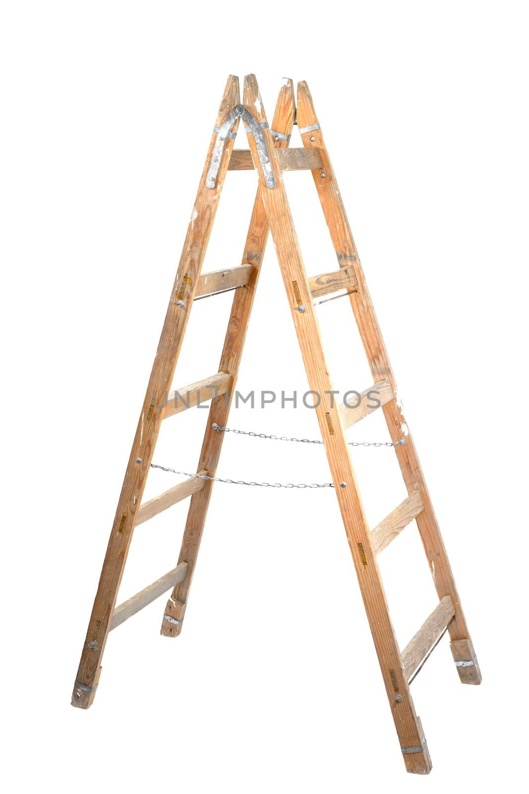 Old wooden ladder isolated on white