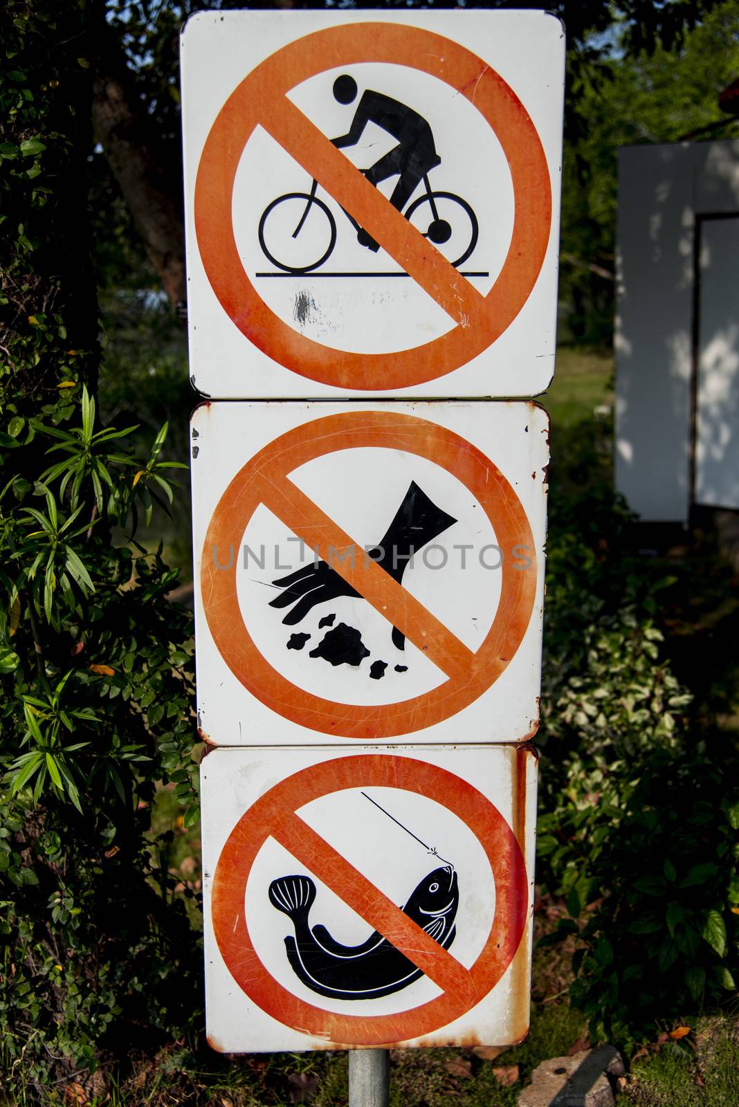 Prohibit sign in the park by gjeerawut