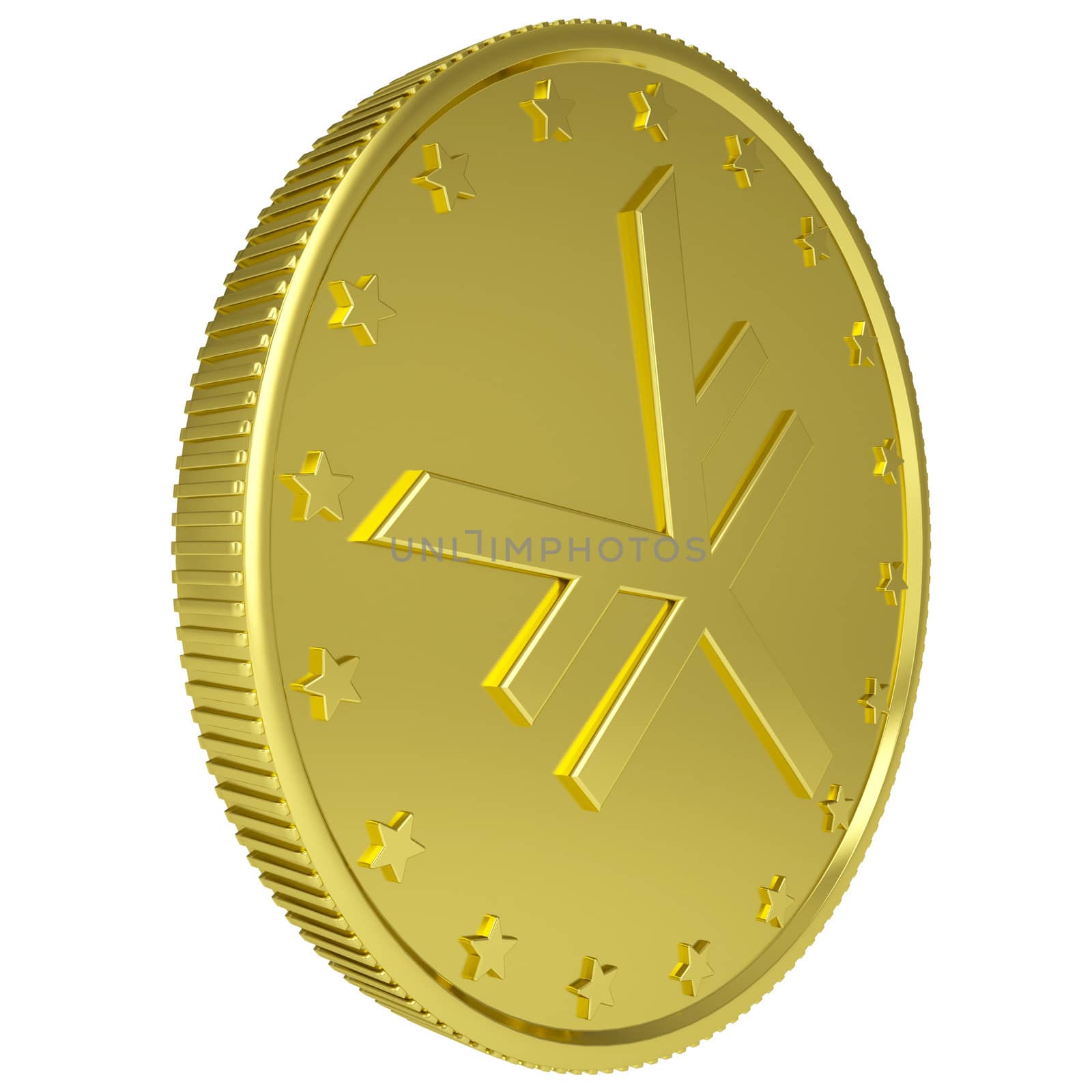 Gold yen. Isolated render on a white background