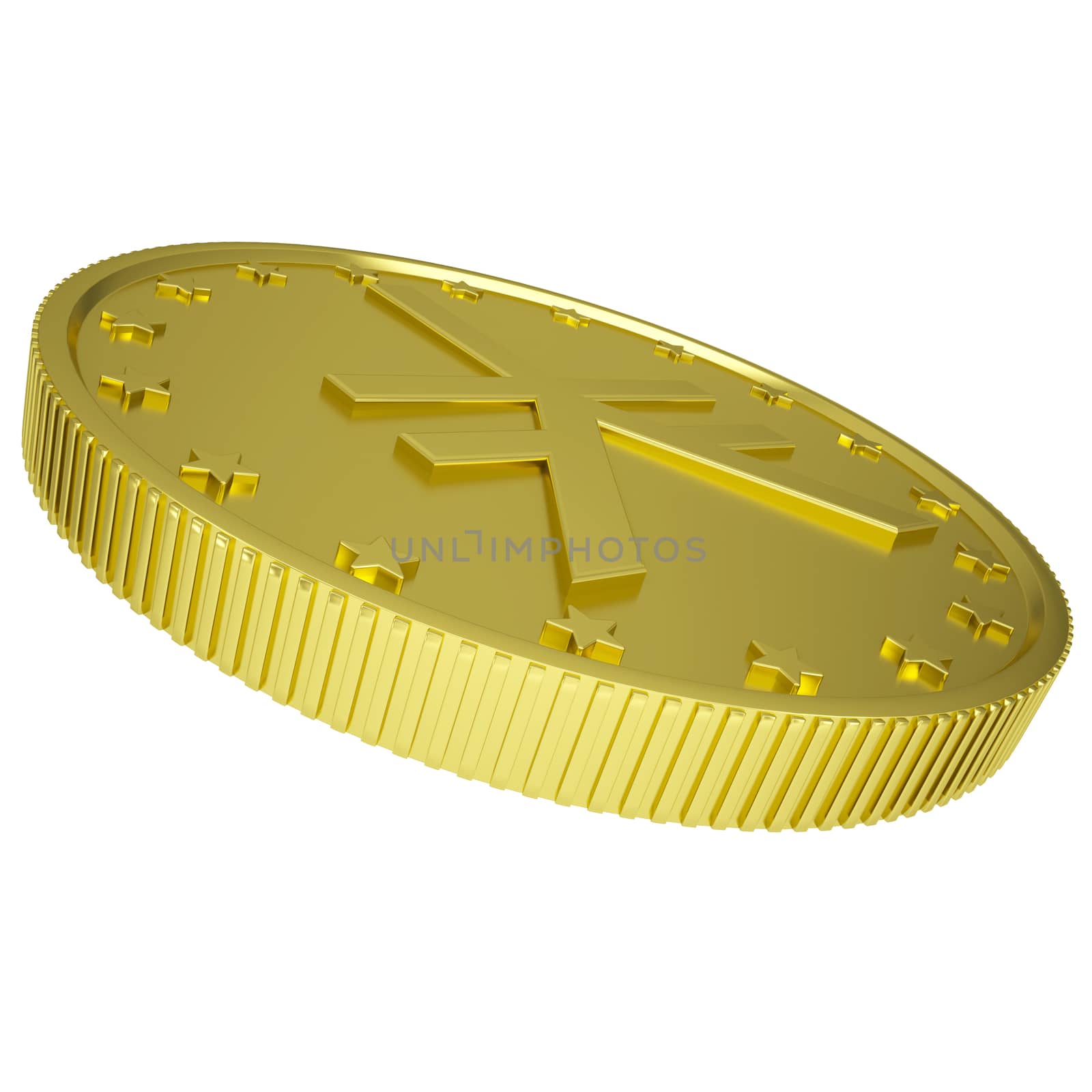 Gold yen. Isolated render on a white background