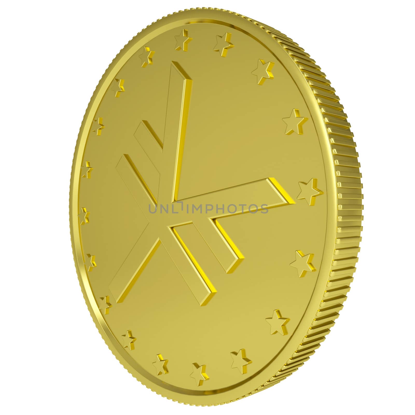 Gold yen. Isolated render on a white background