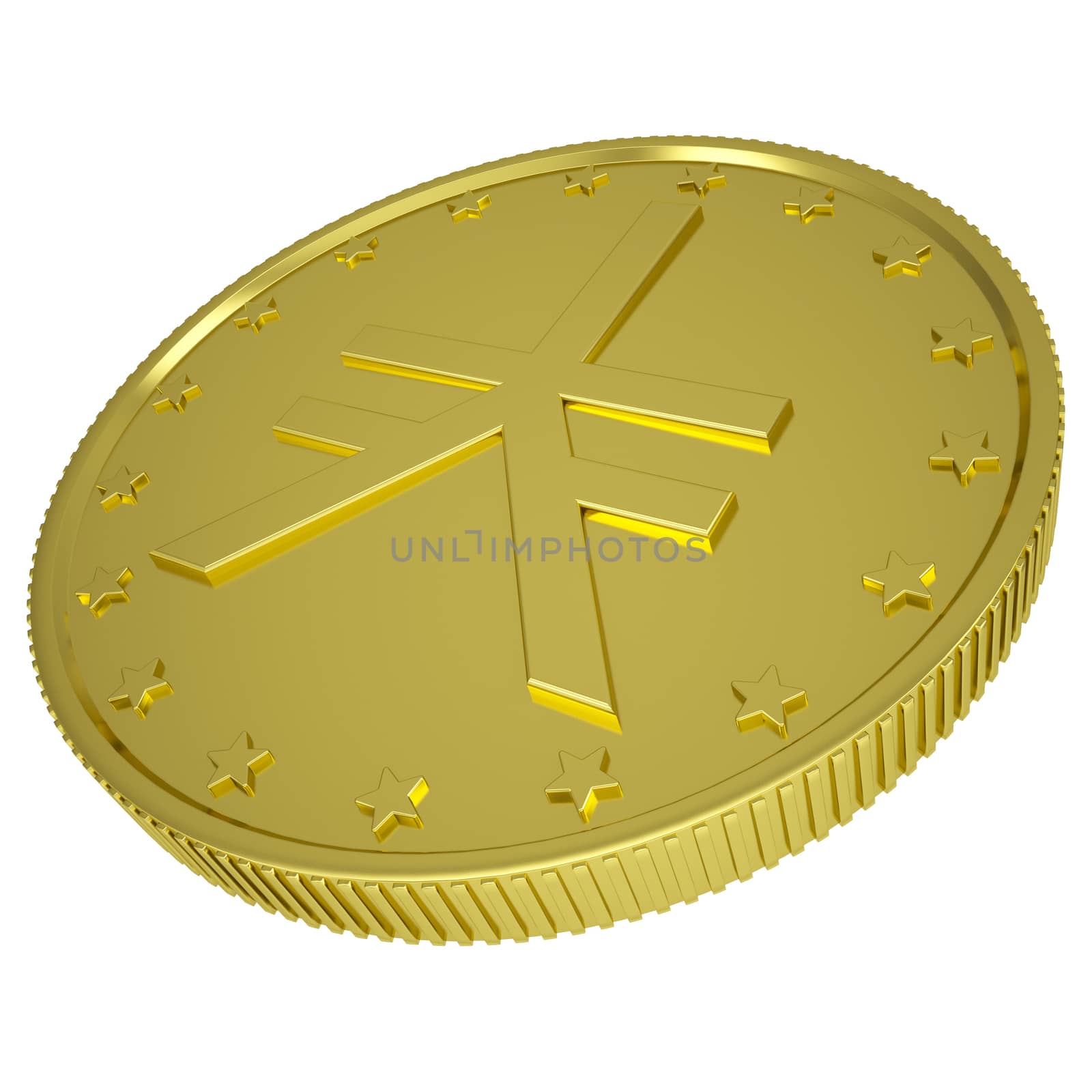 Gold yen. Isolated render on a white background