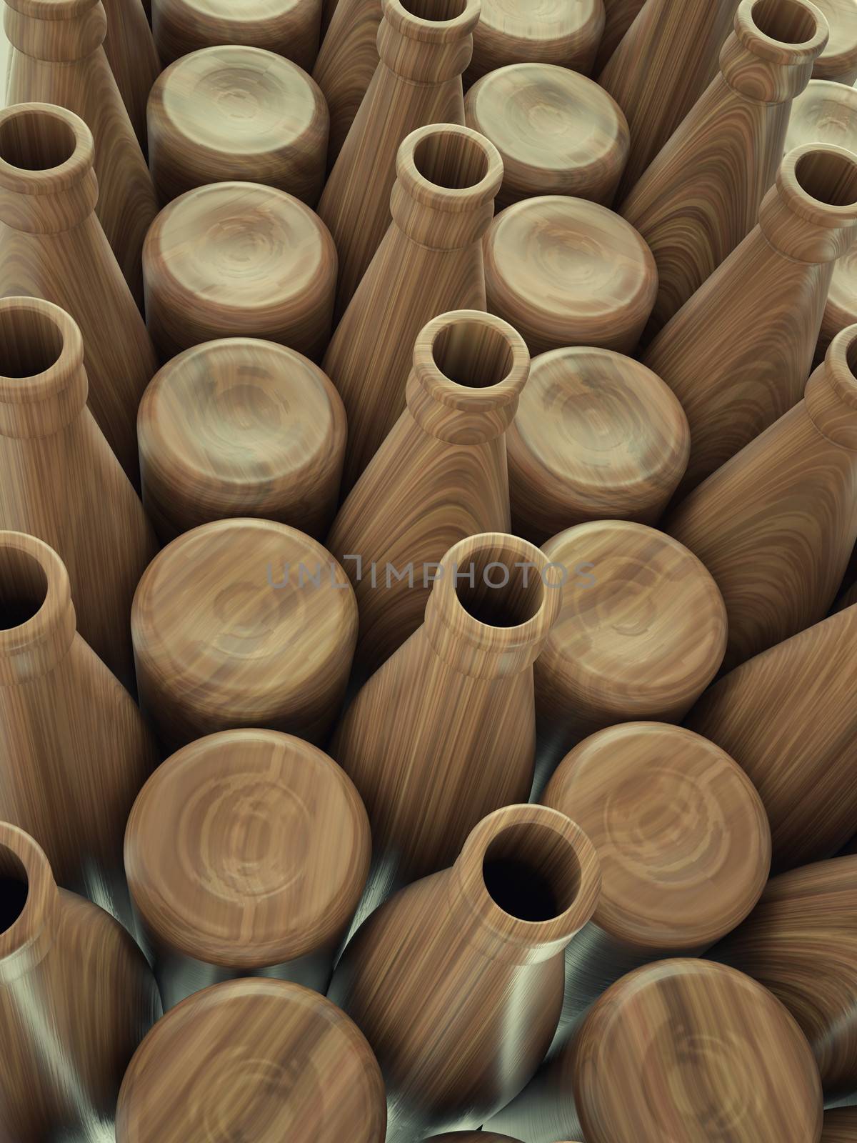 Storage of empty wooden bottles for wine or beer. Large resolution