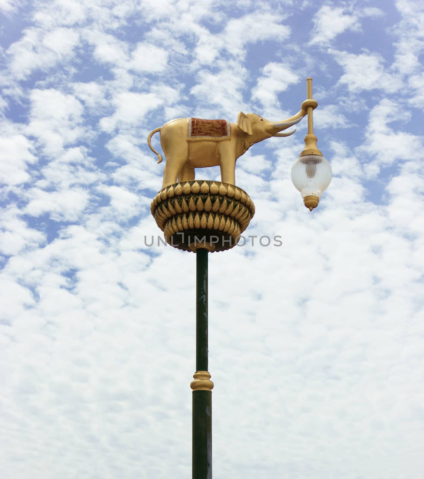Thai style light pillar with blue sky by sutipp11