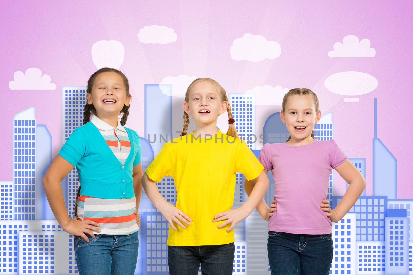 small group of girls stand in a row