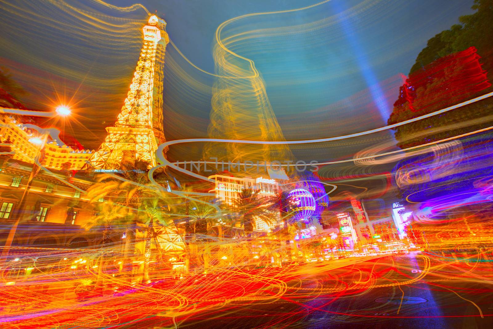 Editorial use only Paris Las Vegas Nevada Strip at night in 2013 spring