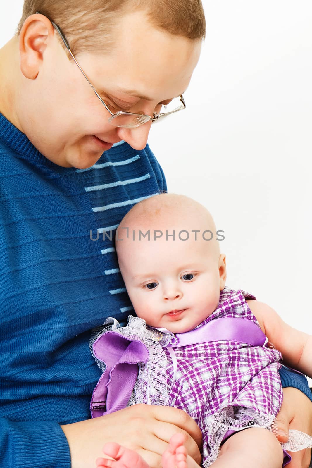 happy smiling father with a baby child
