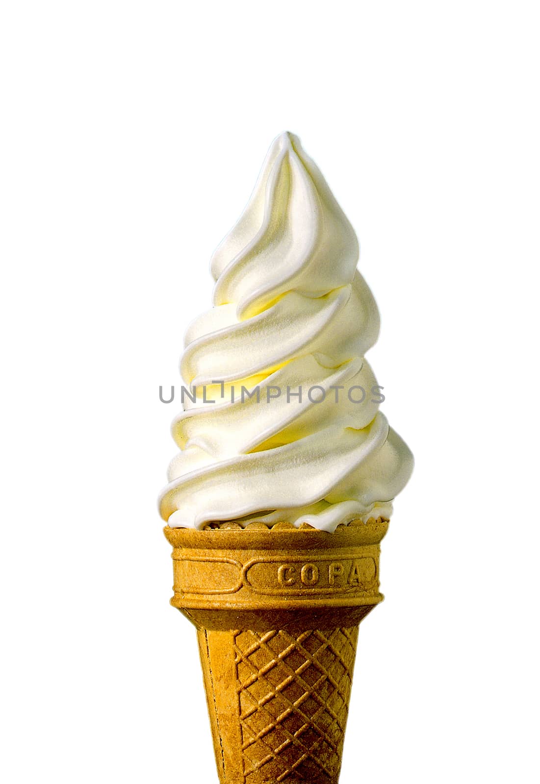 Vanilla flavour ice cream cone - isolated