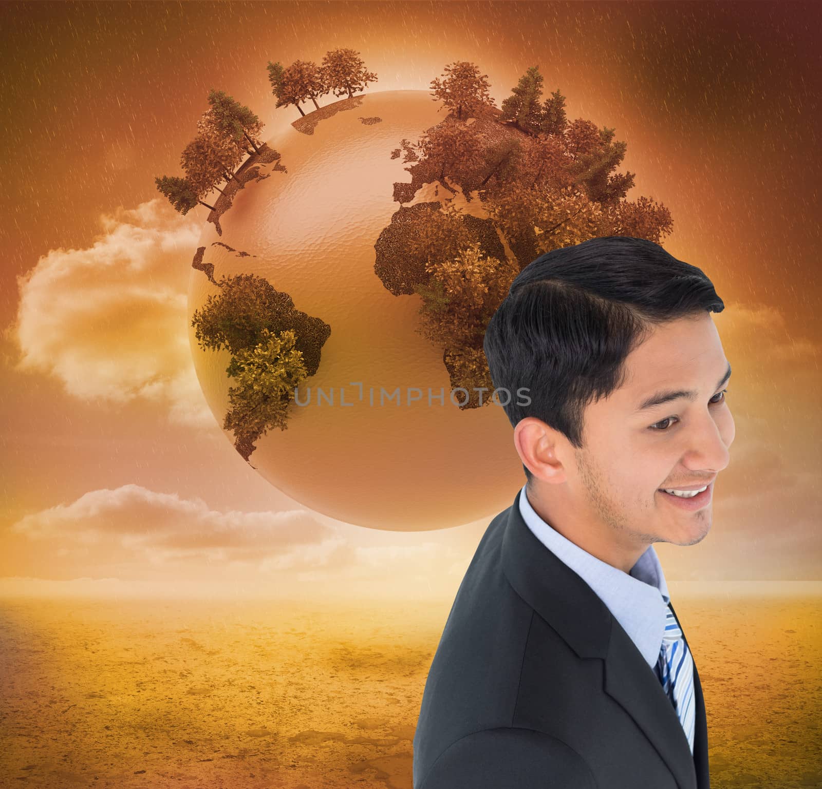 Composite image of smiling asian businessman 