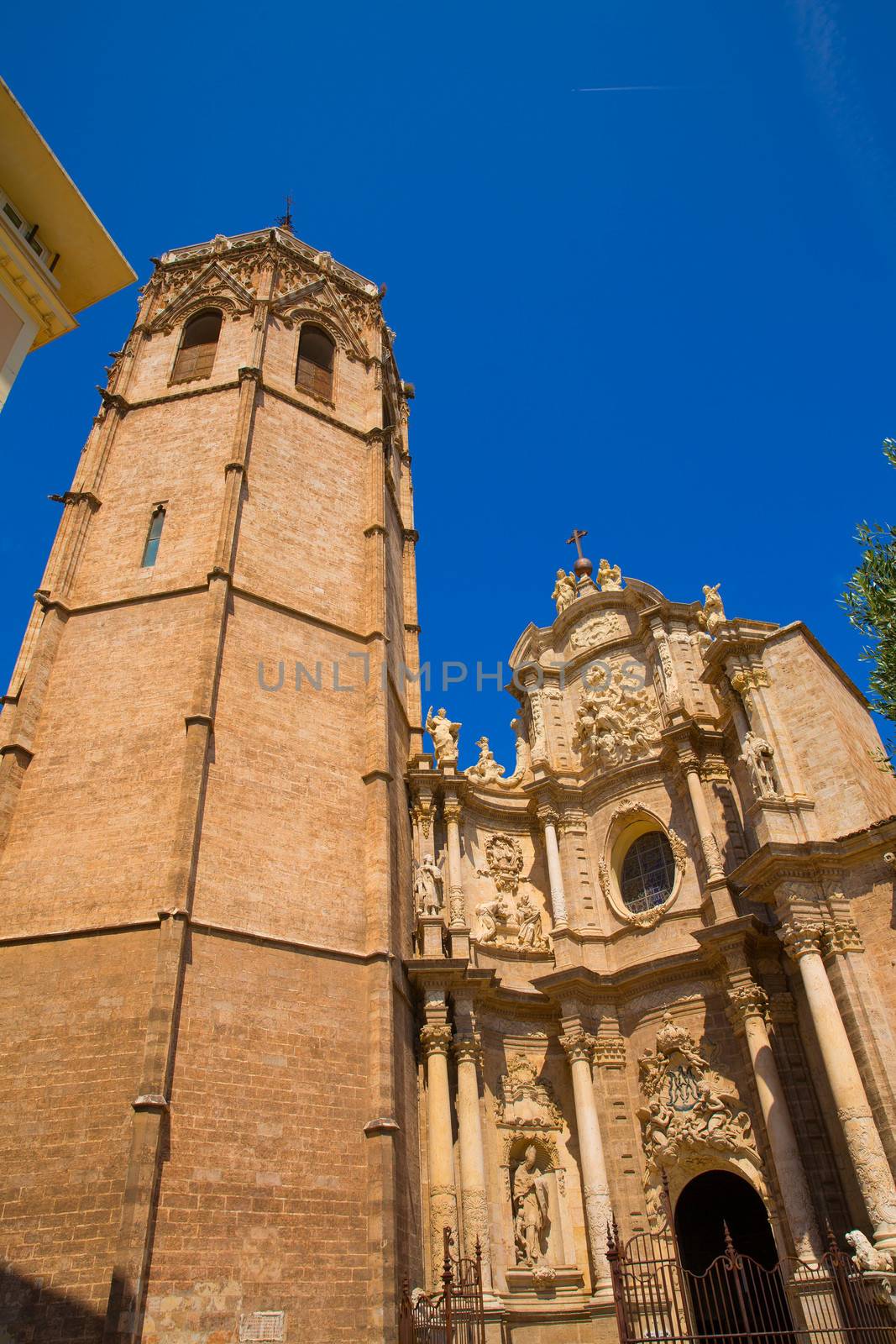 Valencia Cathedral facade and Miguelete Micalet by lunamarina