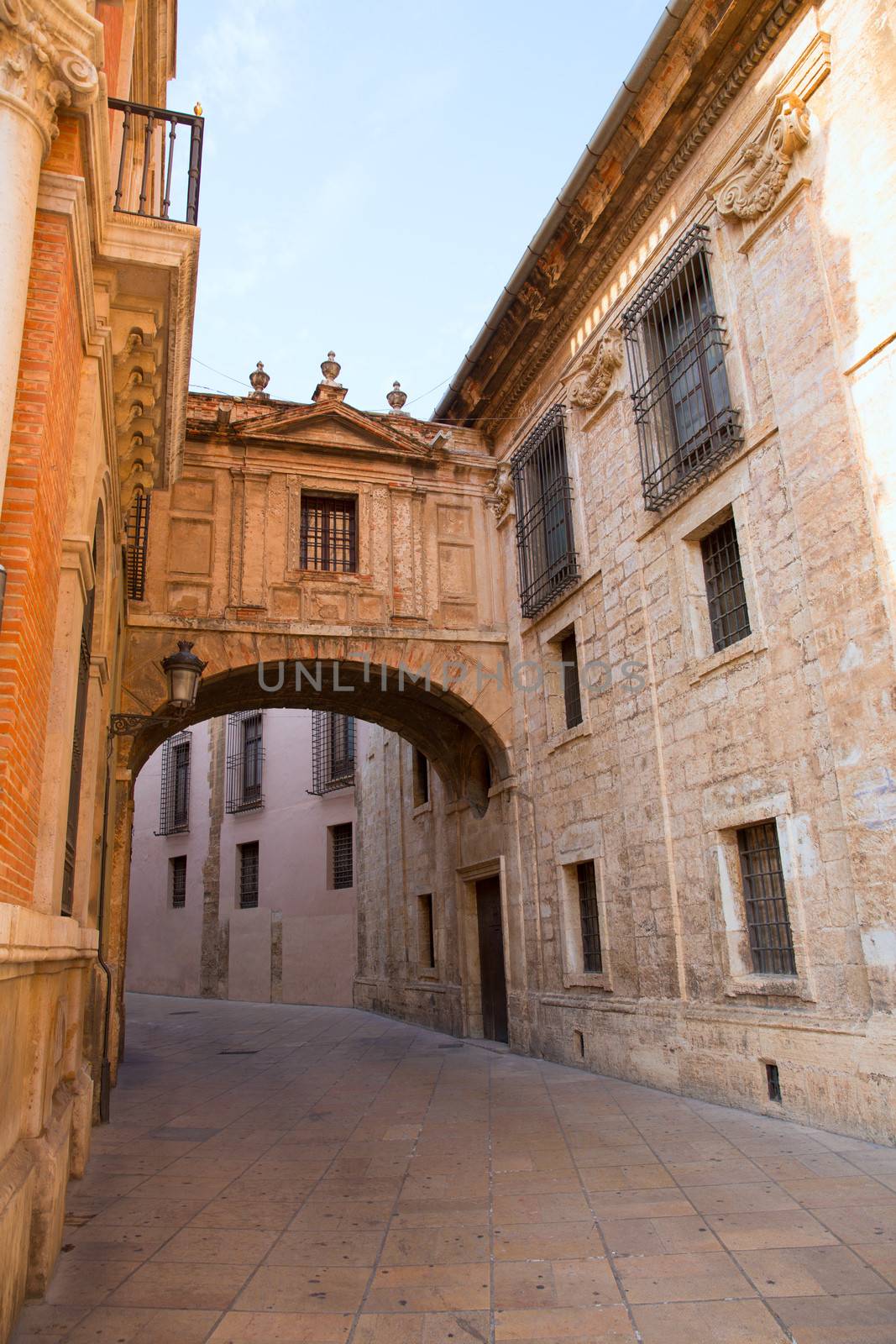 Valencia Cathedral Arch Barchilla street at Spain Europe