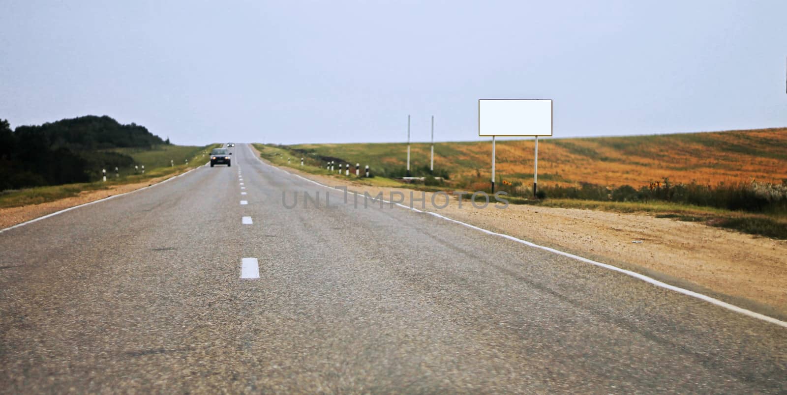 Wide highway and mountain. North Caucasus travel.