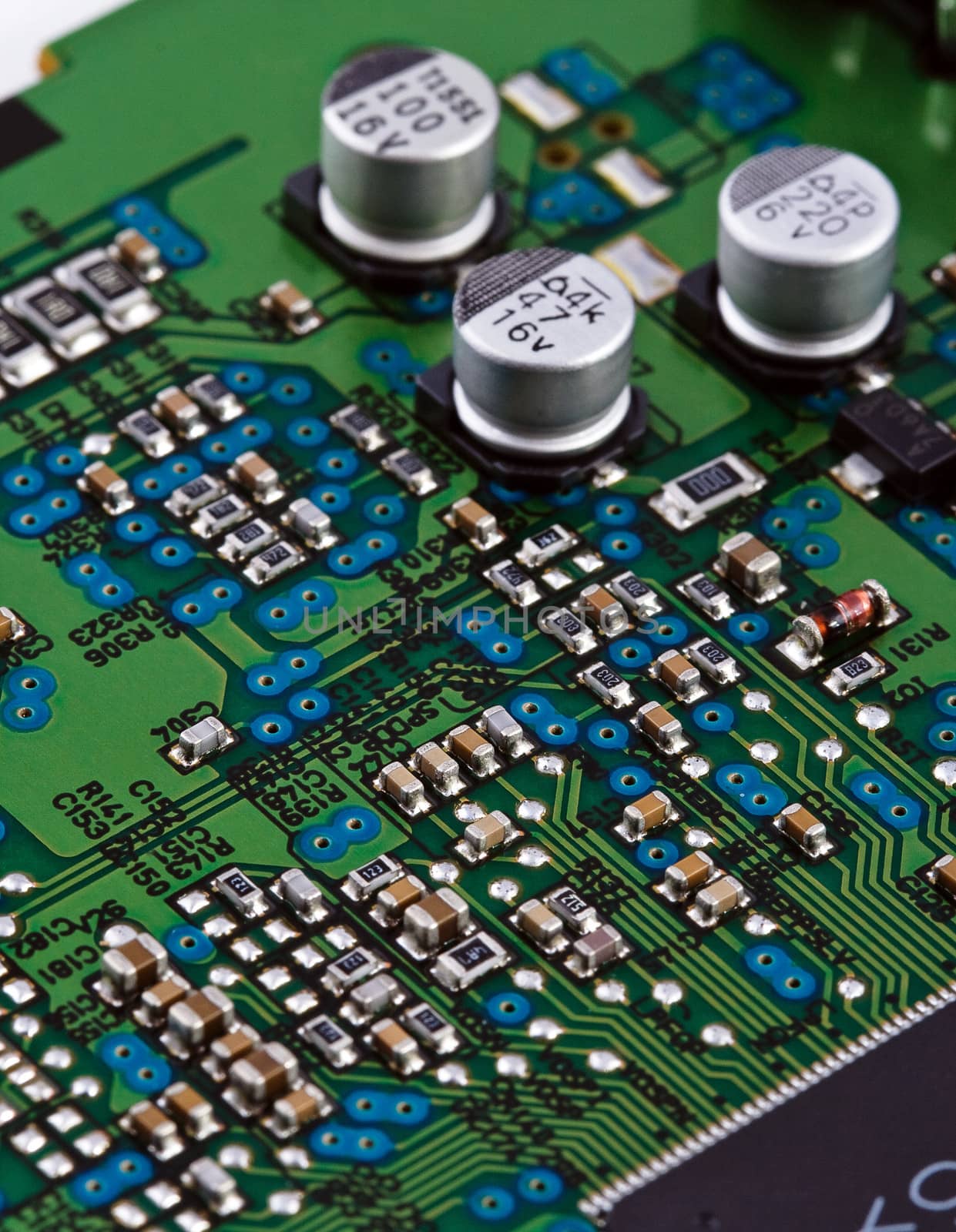 Different electonic elements on circuit board