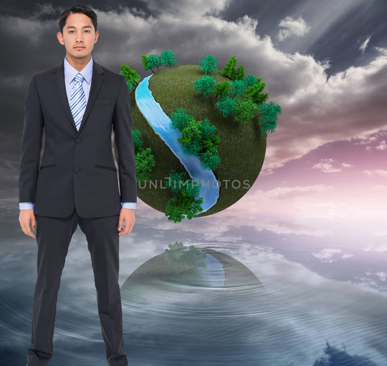 Composite image of serious asian businessman  by Wavebreakmedia
