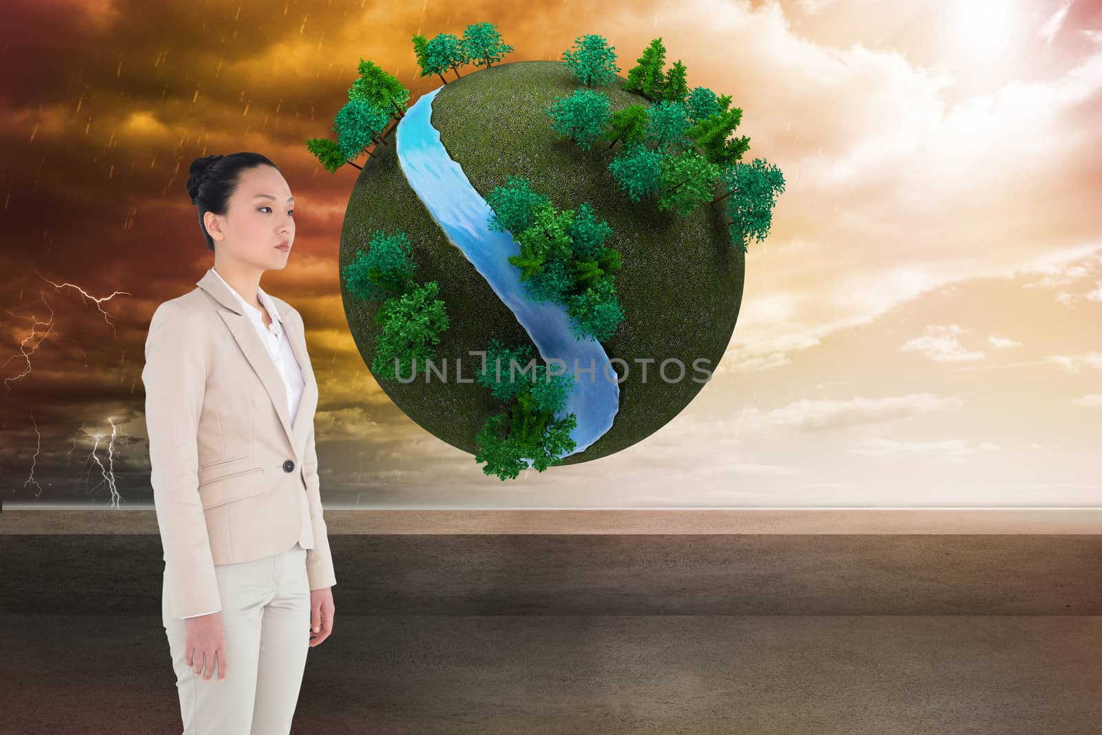 Composite image of unsmiling asian businesswoman by Wavebreakmedia