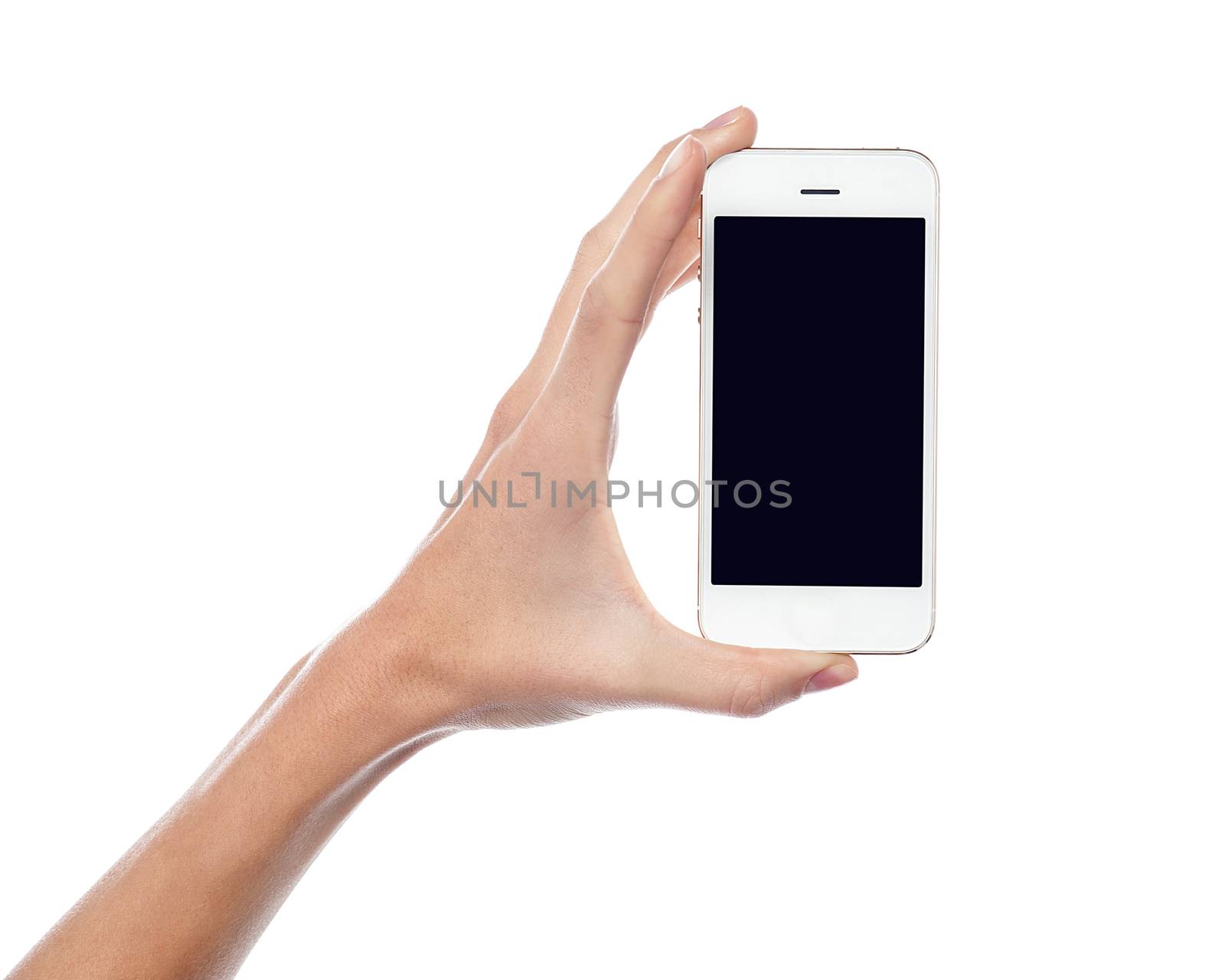 Hand with a new mobile handset by stockyimages
