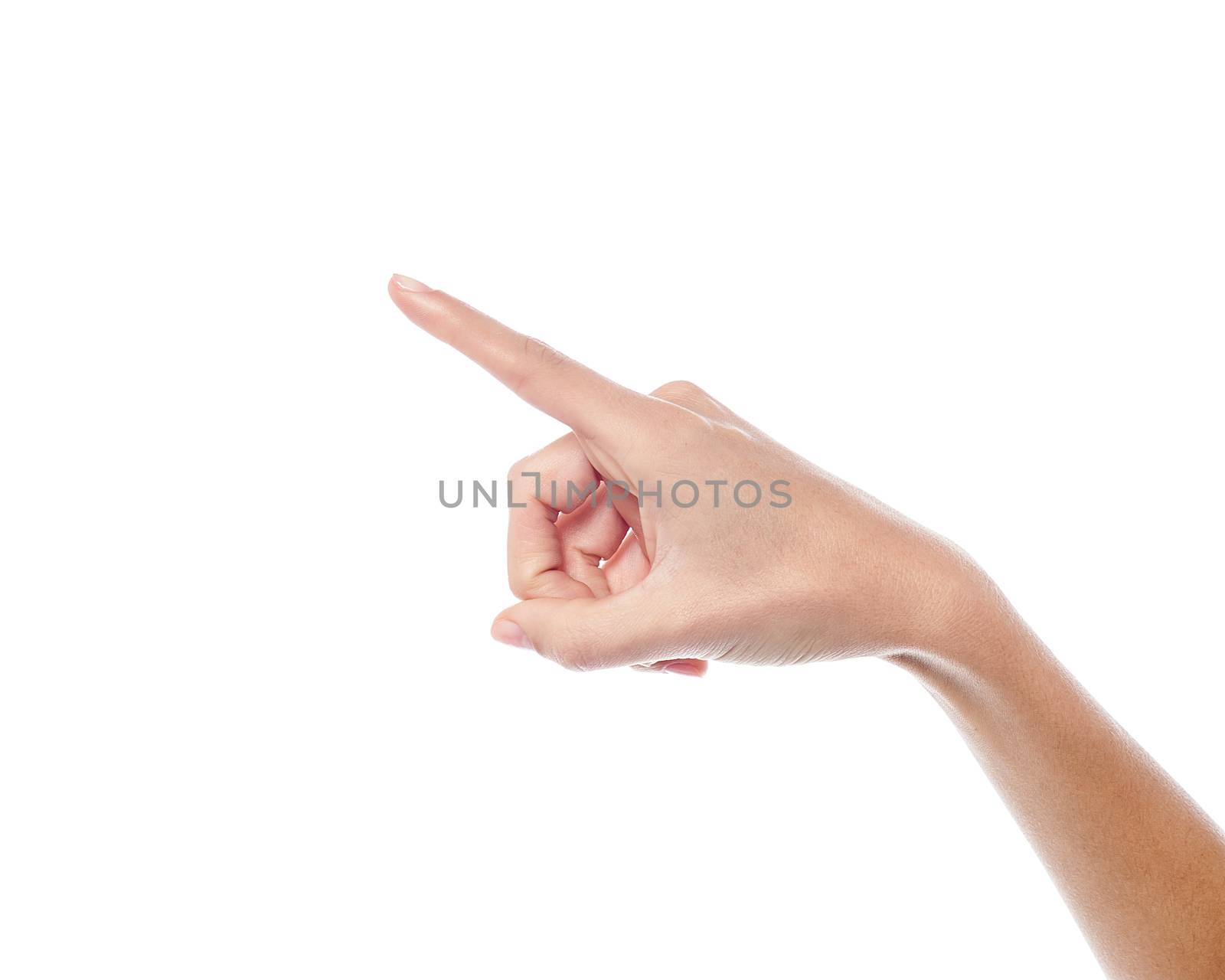 Human hand pointing at something by stockyimages