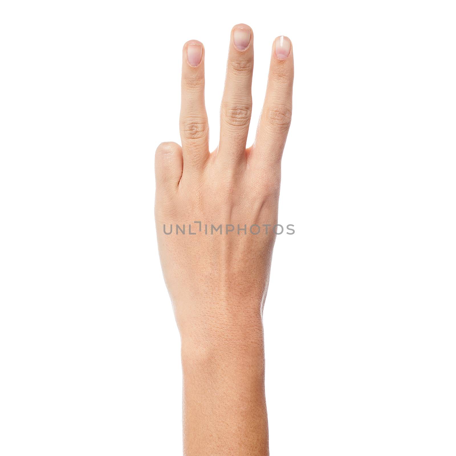 Woman hand showing three count by stockyimages