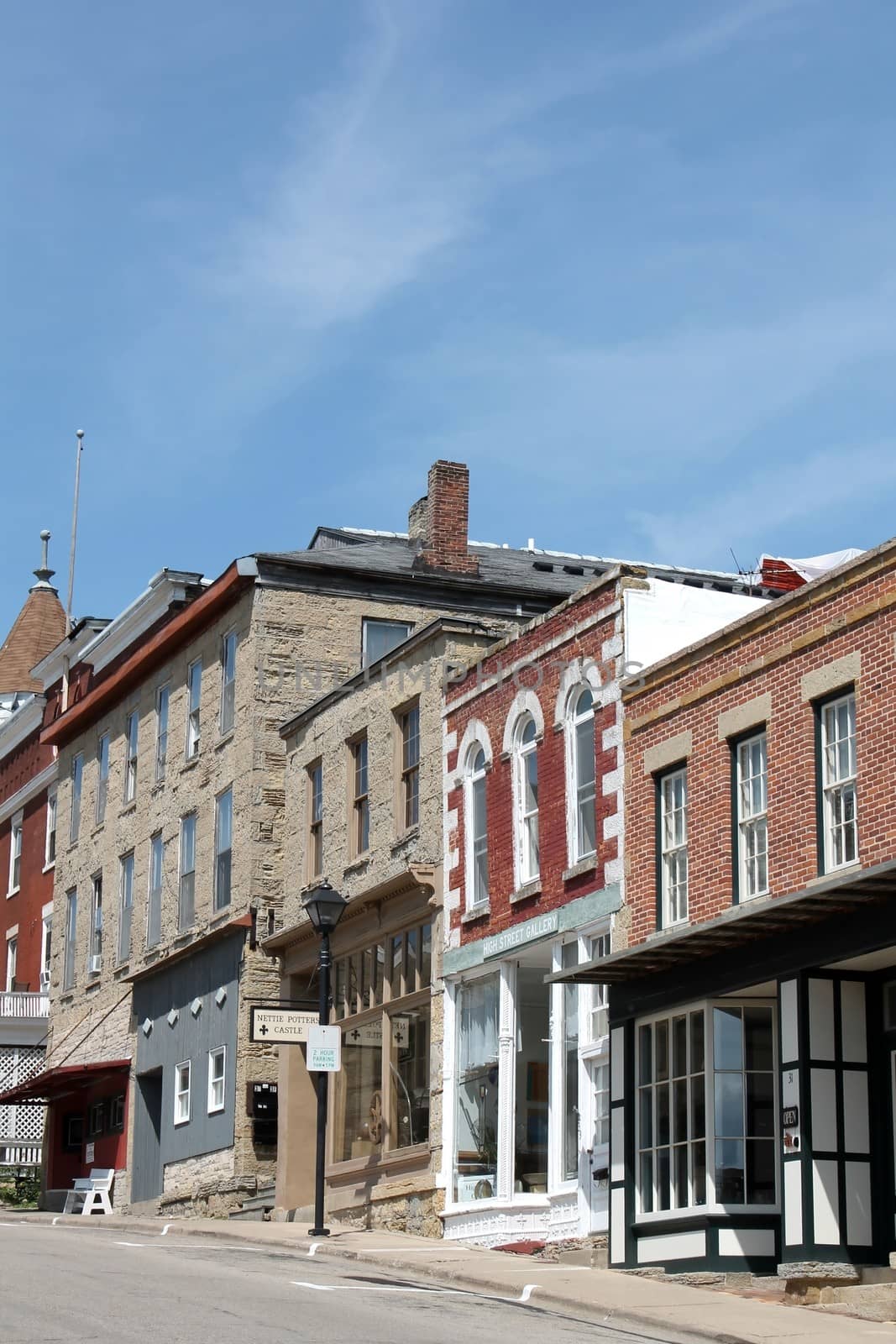 View of the downtown area of the historical community of Mineral Point, Wisconsin.