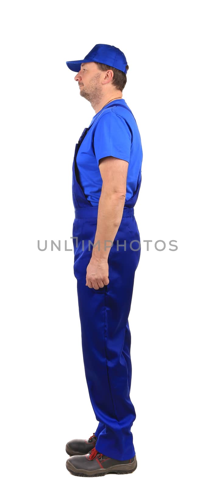 Worker in blue overalls. by indigolotos