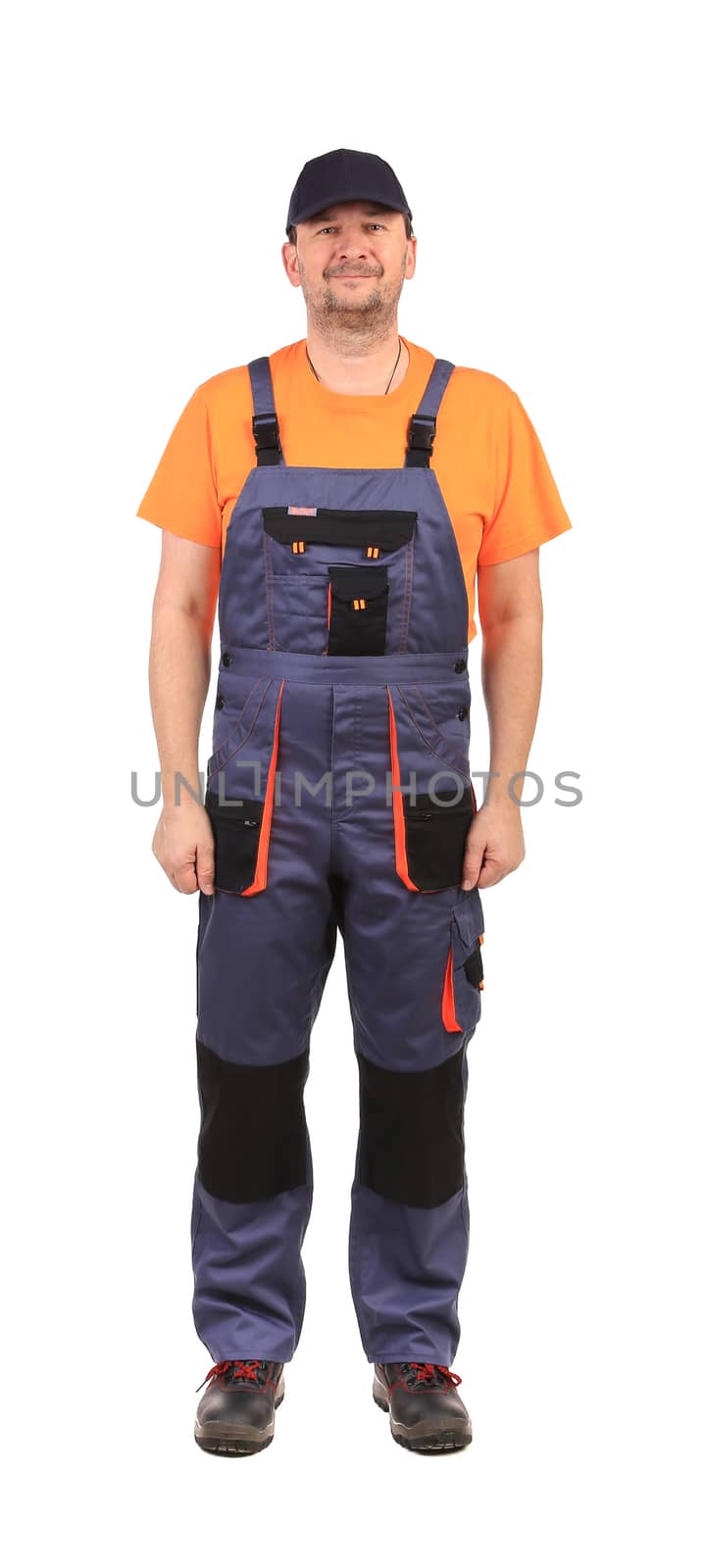 Worker wearing overalls. by indigolotos