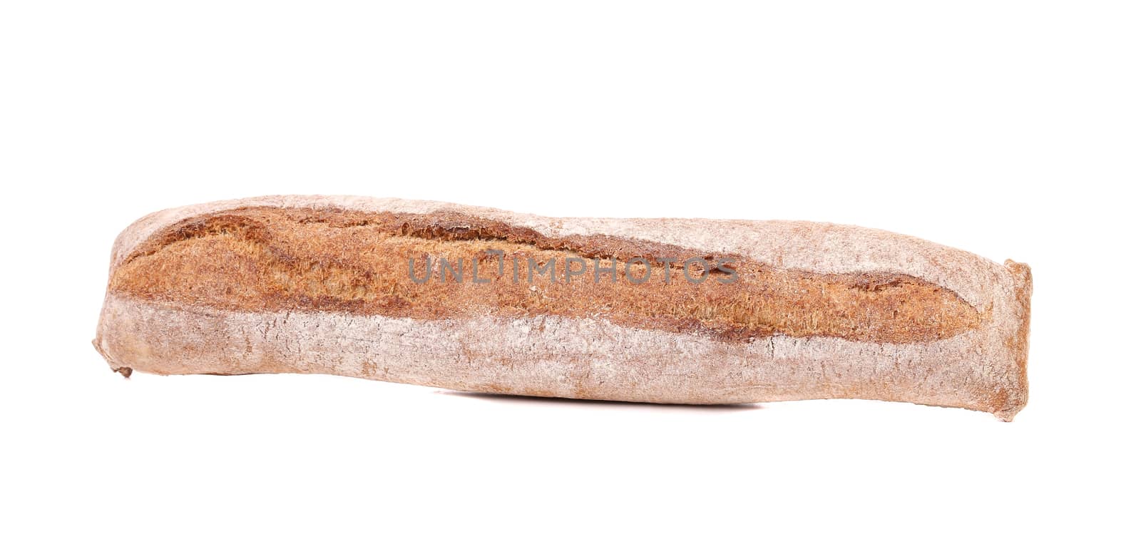 Crackling white bread. Isolated on a white background