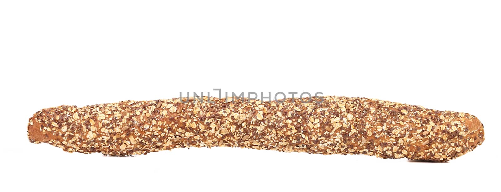 Bread with oat flakes and sesame seeds. Isolated on a white background.