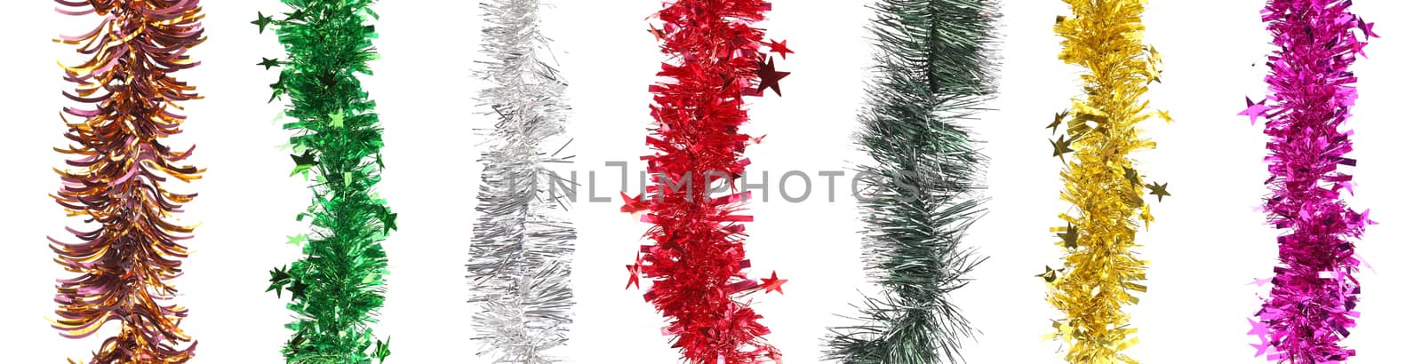 Christmas decoration in row. Isolated on a white background.