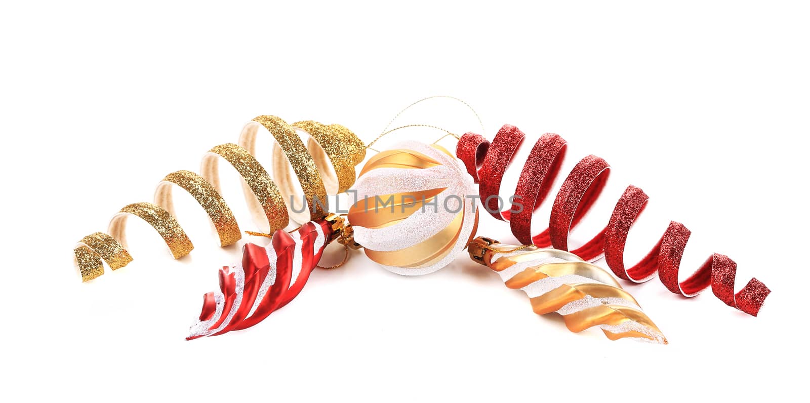 Composition with christmas decoration. Isolated on a white background.