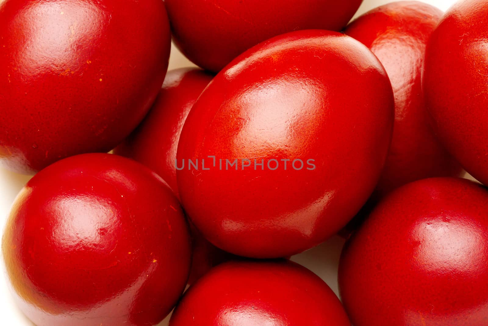 Red easter eggs closeup macro