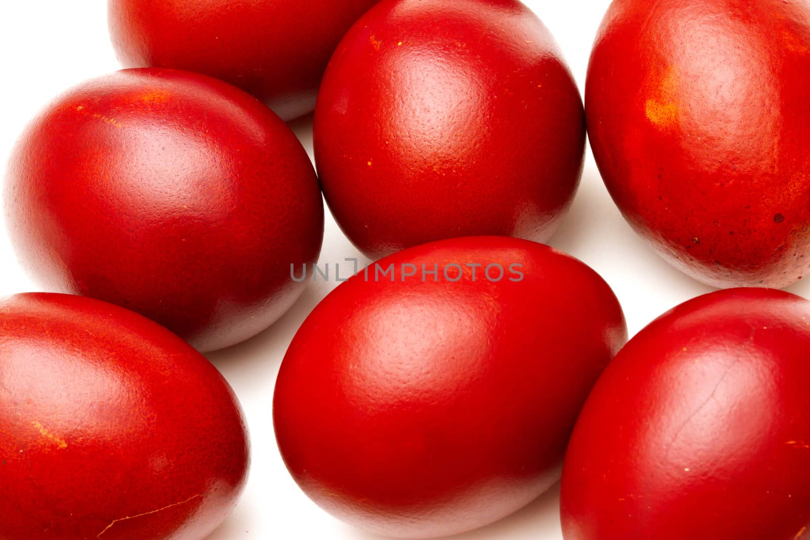 Red easter eggs closeup macro