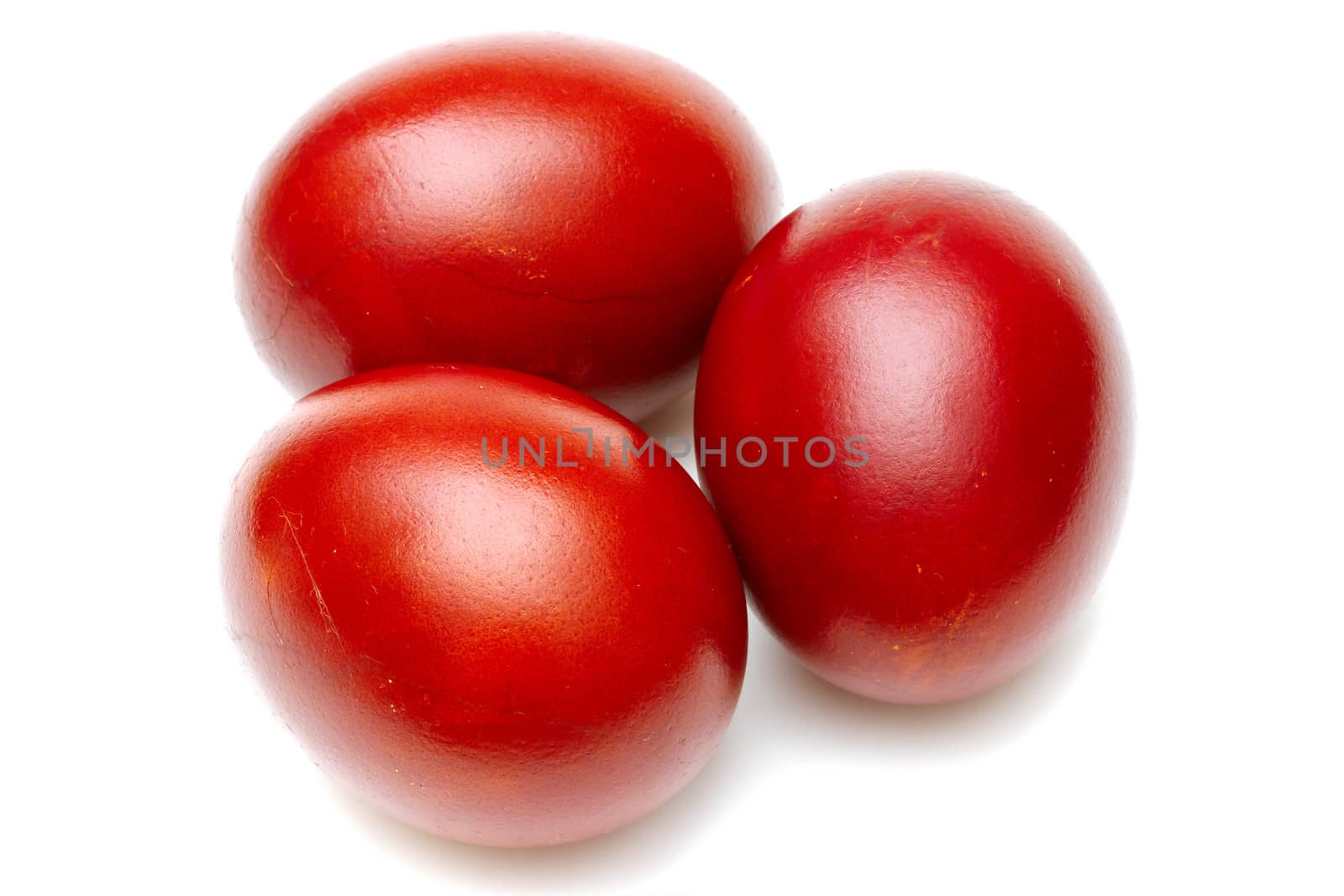 Red easter eggs, isolated on white