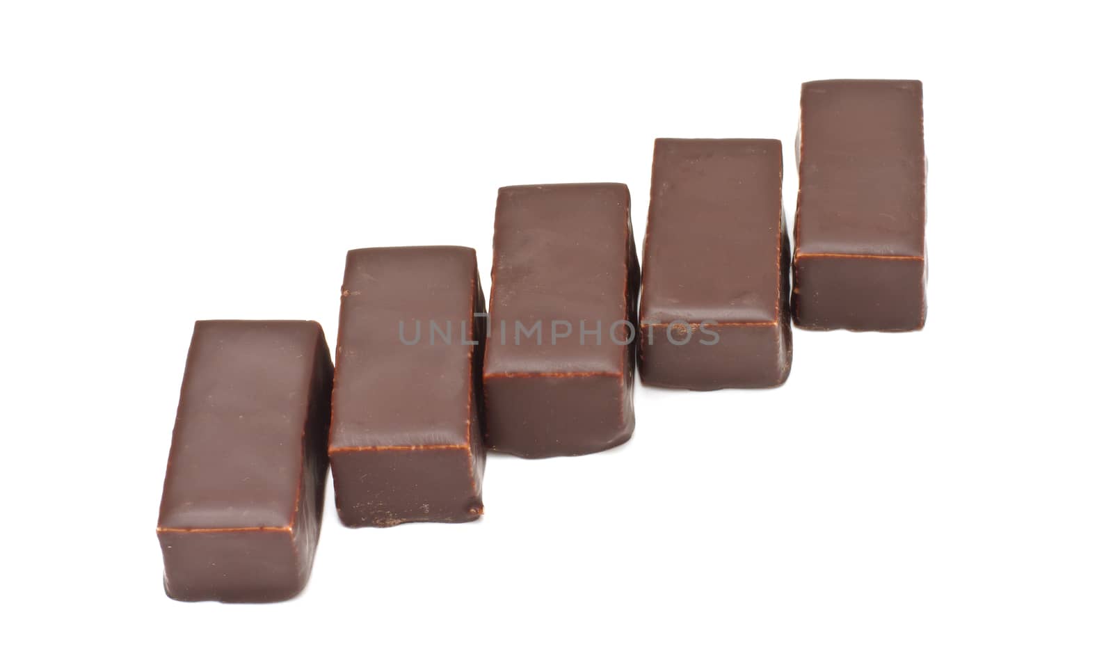Chocolate pralines isolated on white background