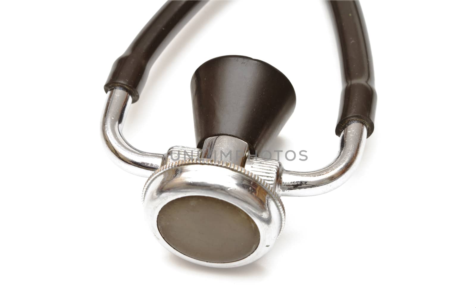 Medical stethoscope isolated on white background. Closeup