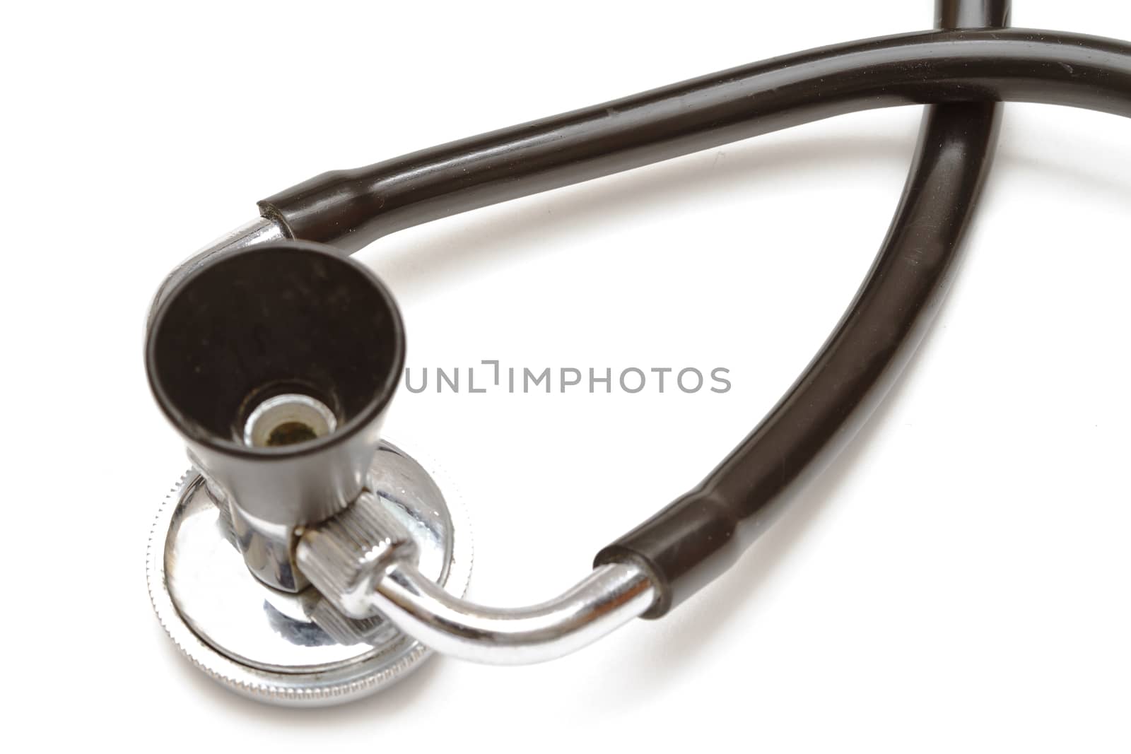 Medical stethoscope isolated on white background. Closeup