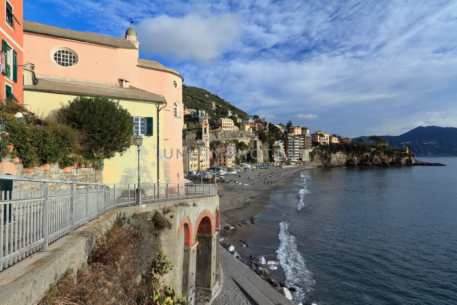 promenade in Sori, small village in Liguria, Italy