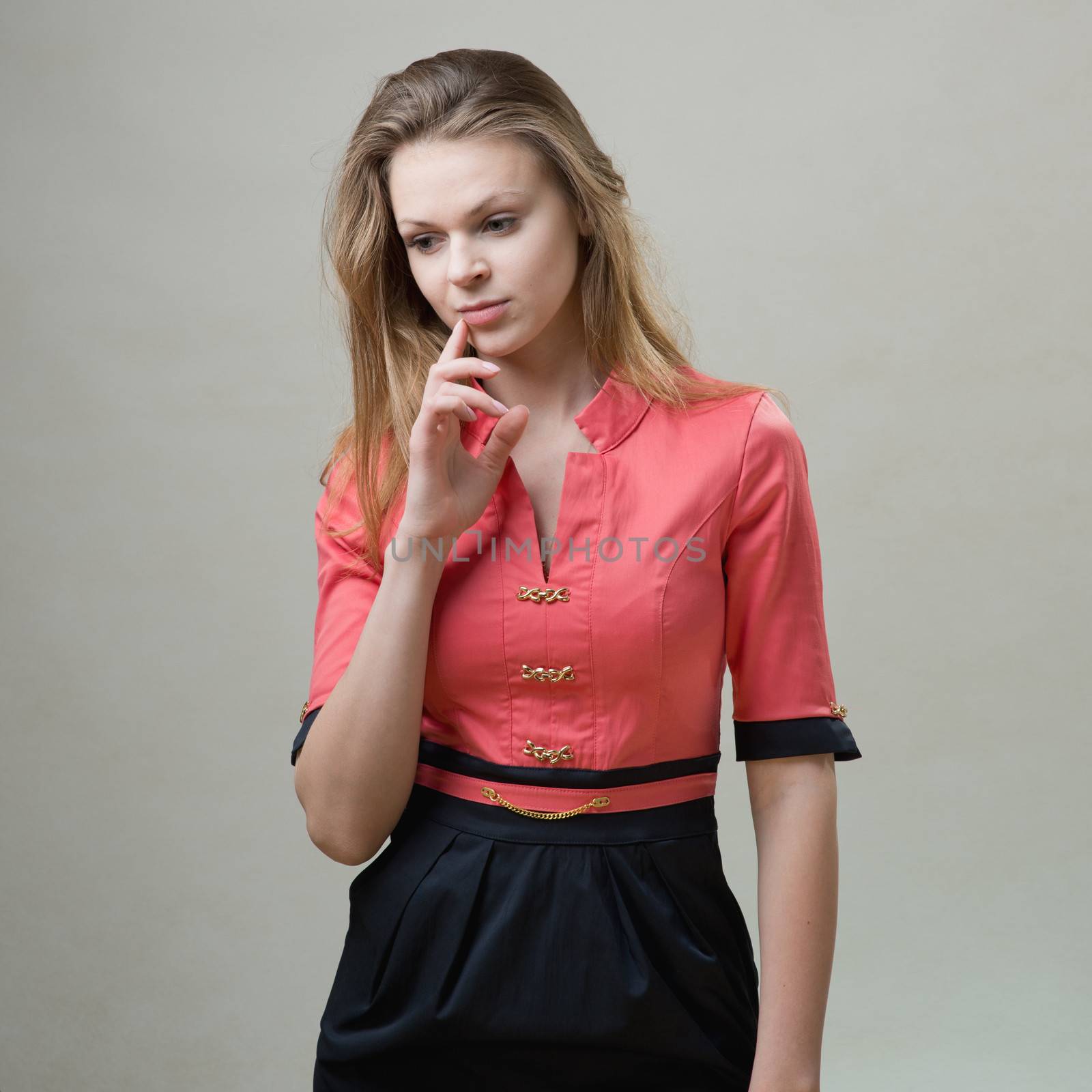 Slender pleasant girl in a pink dress by fotooxotnik