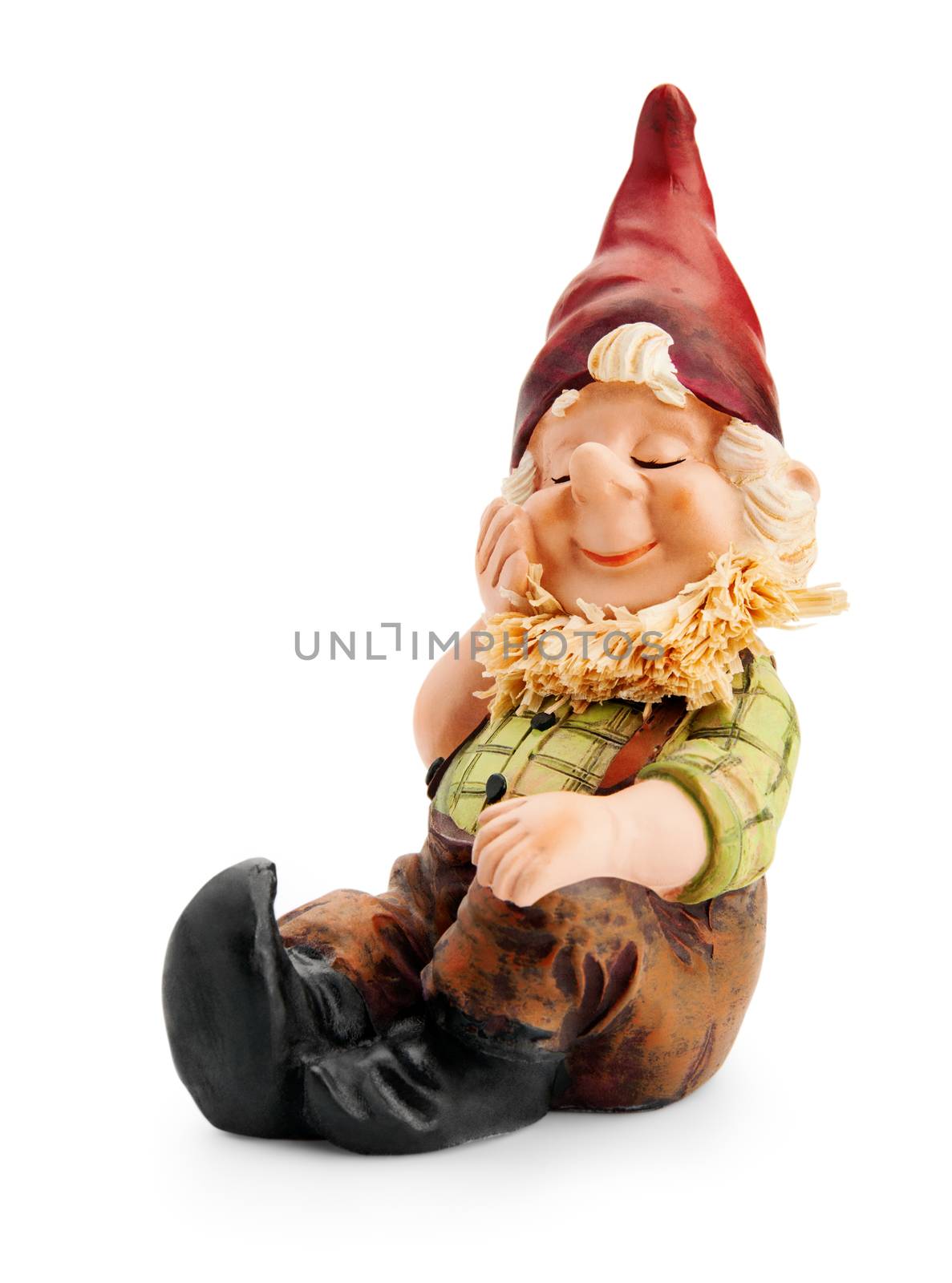 Sitting Gnome isolated with clipping path 