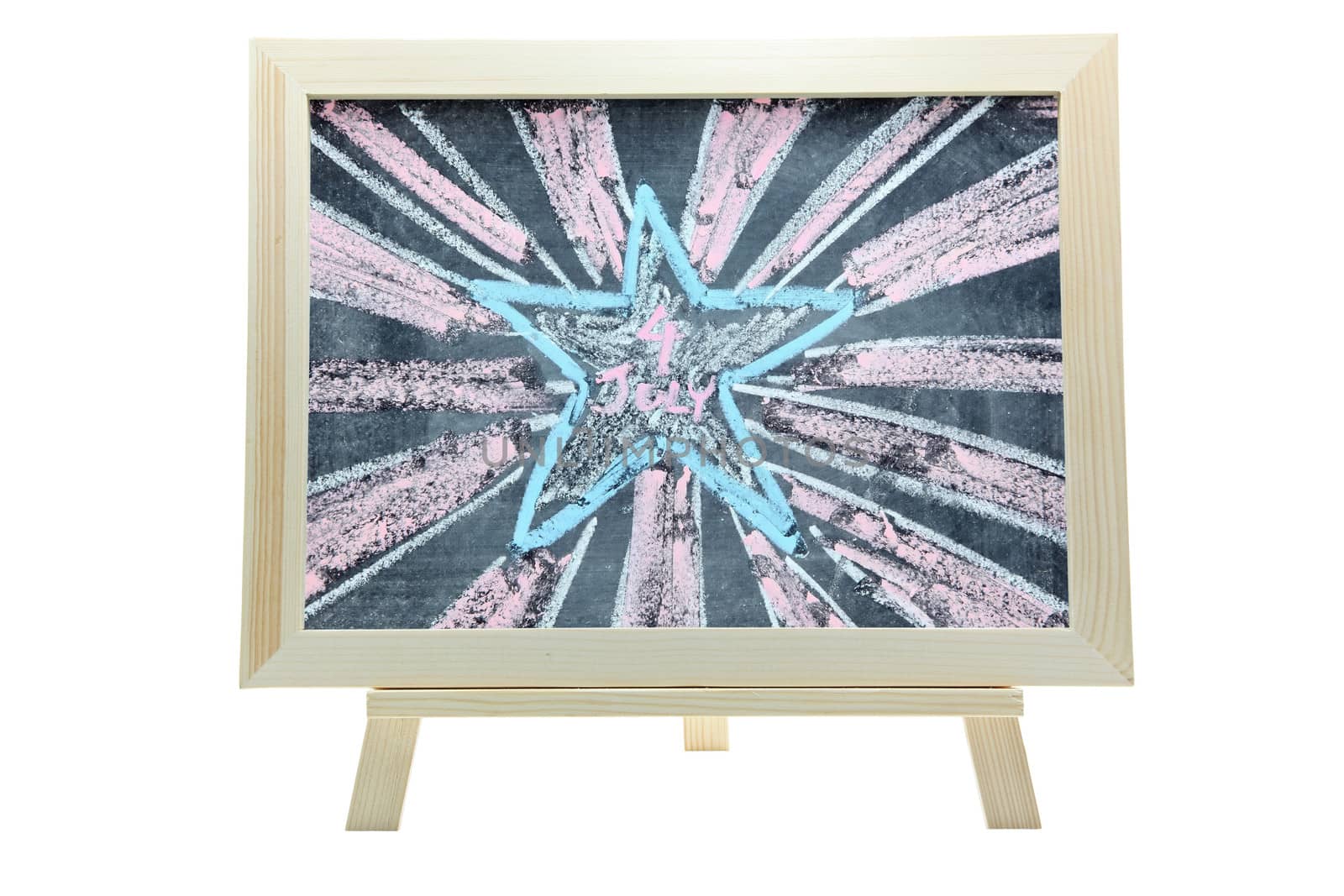 hand drawing of independence day holiday star grunge design on chalkboard or blackboard