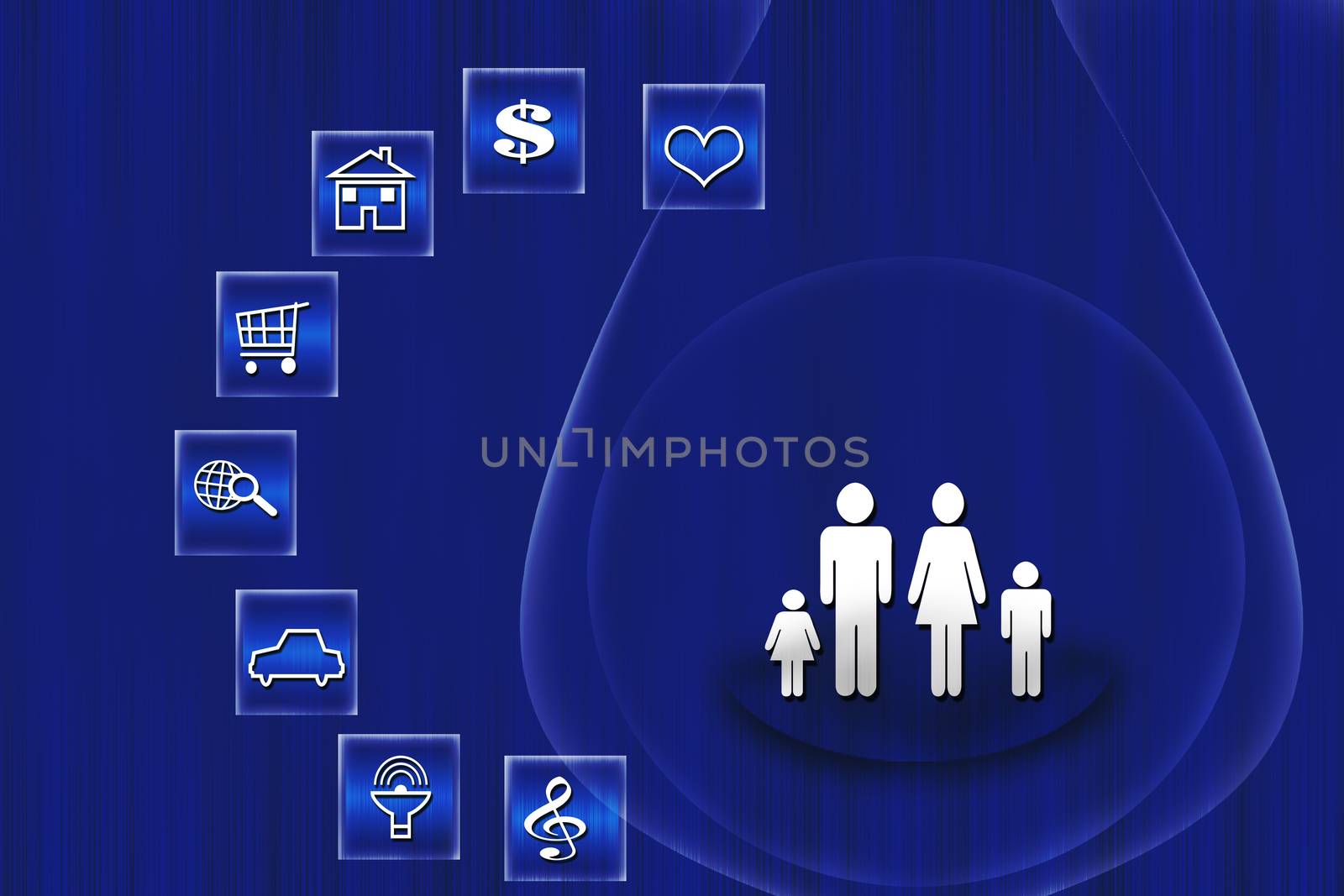 some functions for social people on blue background