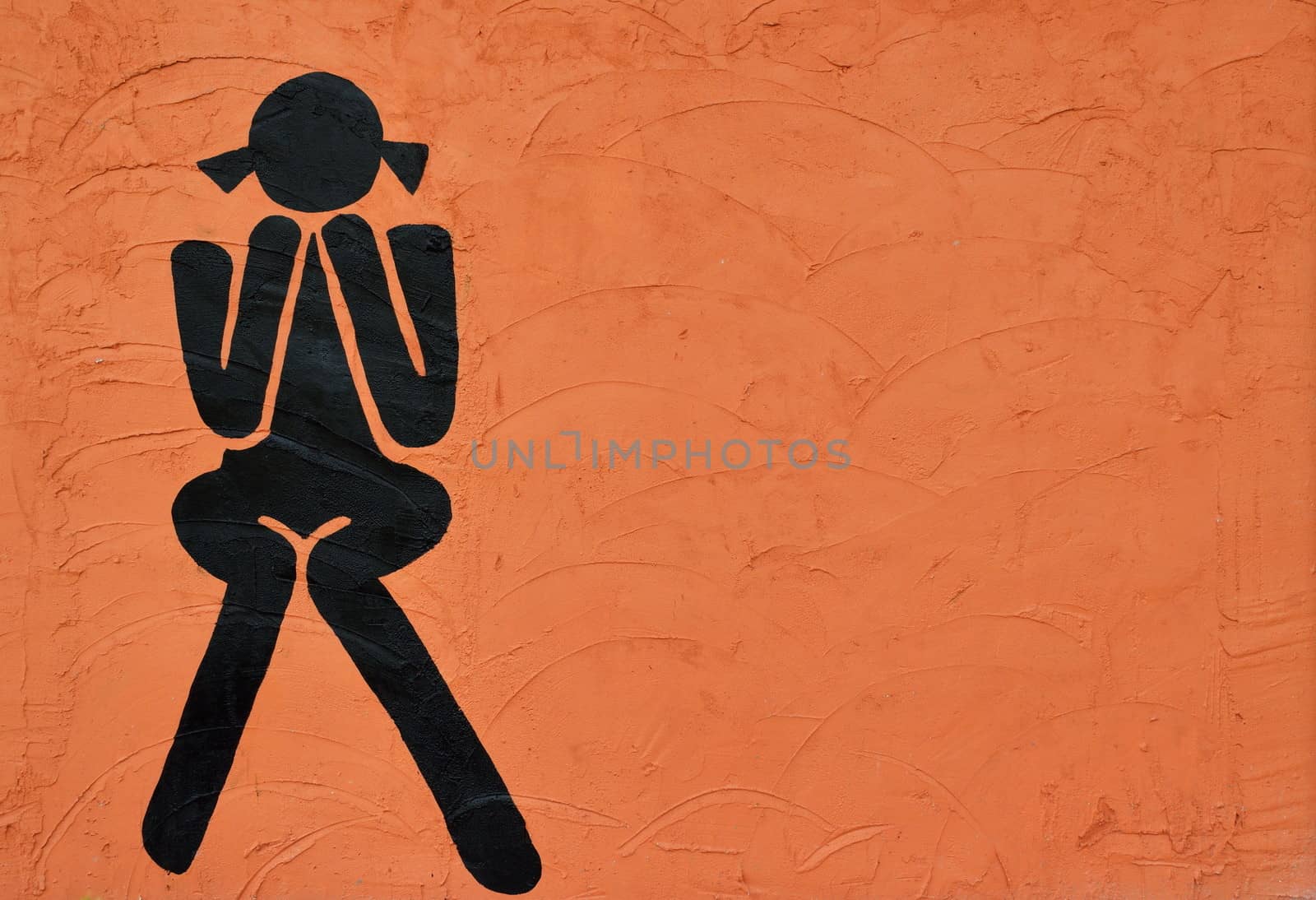 woman sign on orange grunge background