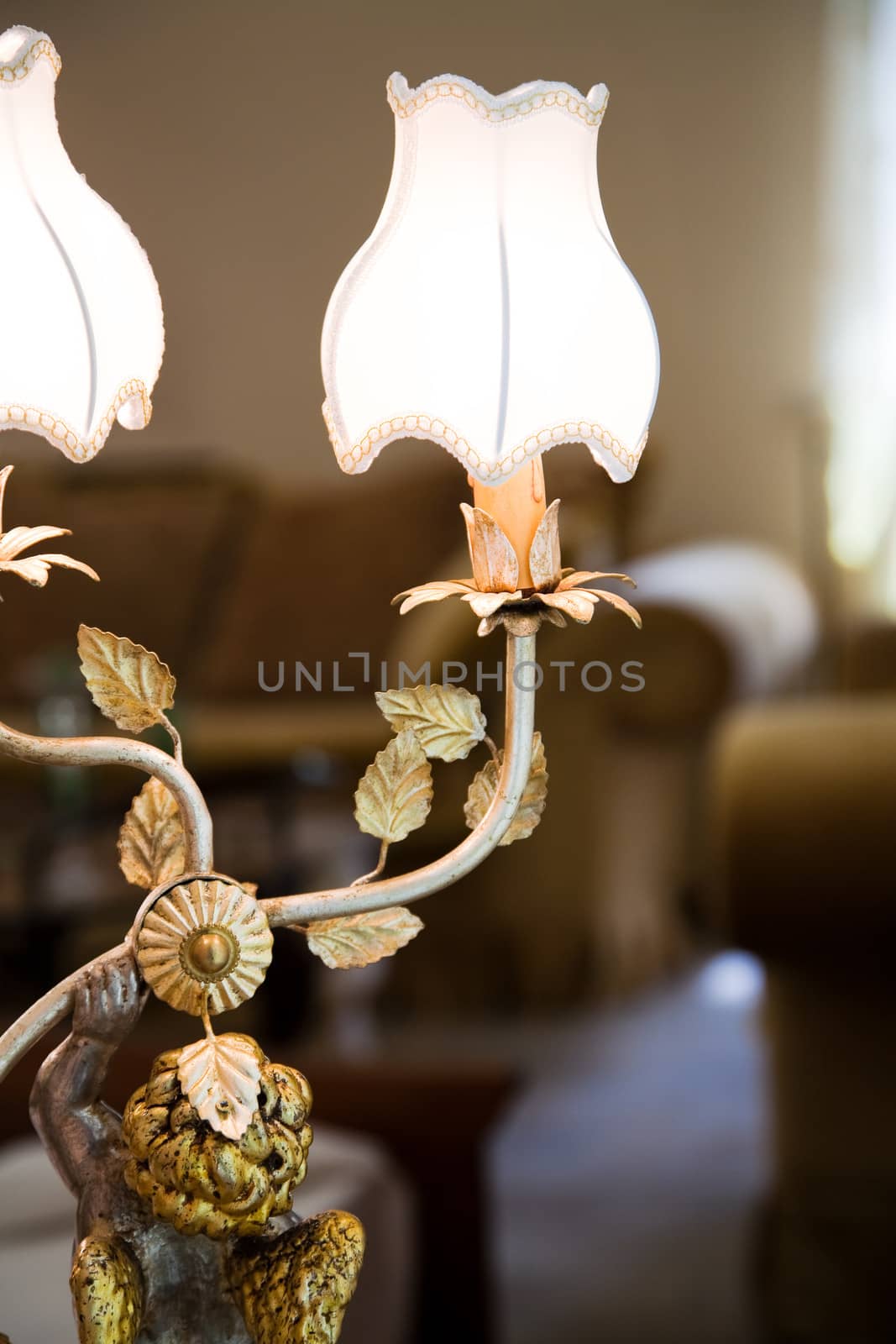 beautiful and antique lamp in a modern apartment