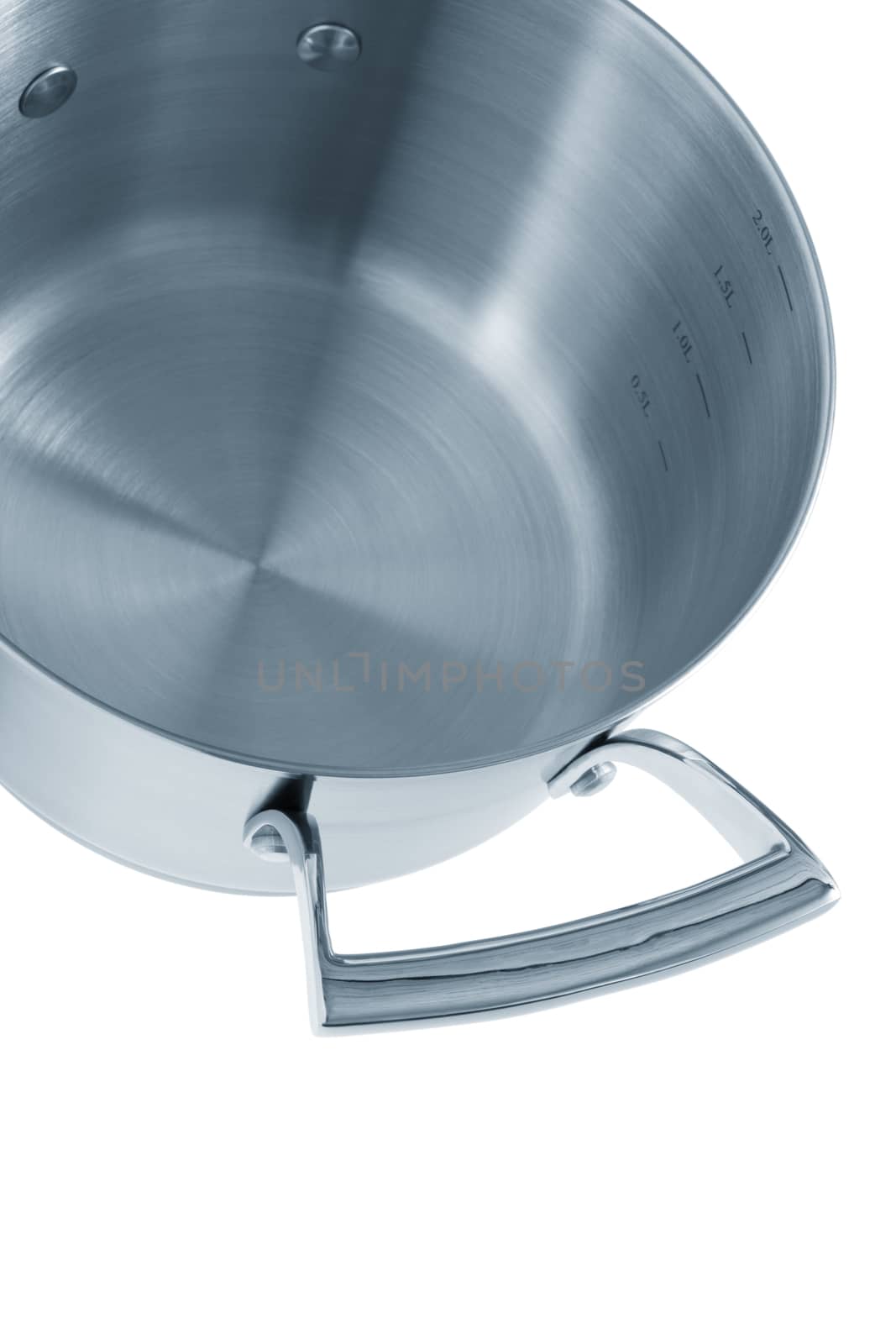 Modern steel saucepan on a white background  