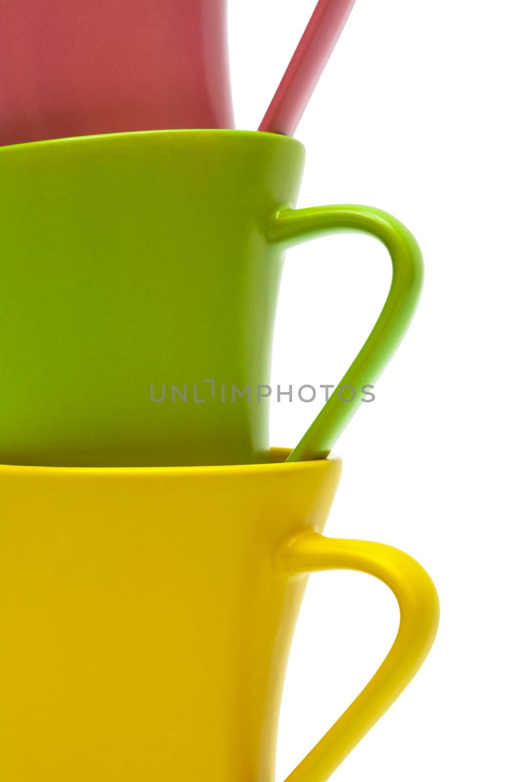 Beautiful color cups on a white background