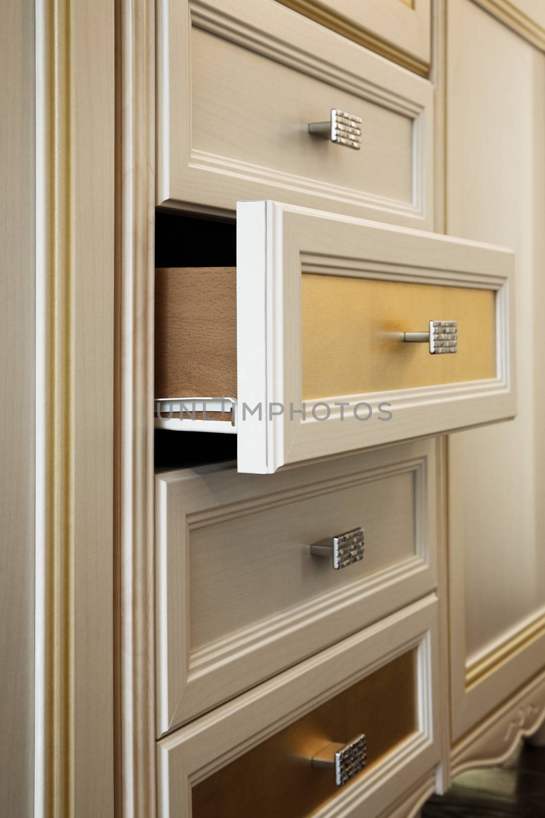 beautiful cabinet with drawers in a modern room