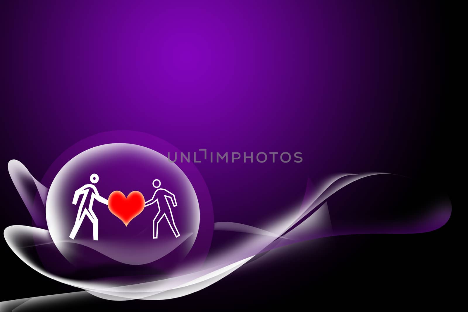 abstract curve and heart purple background