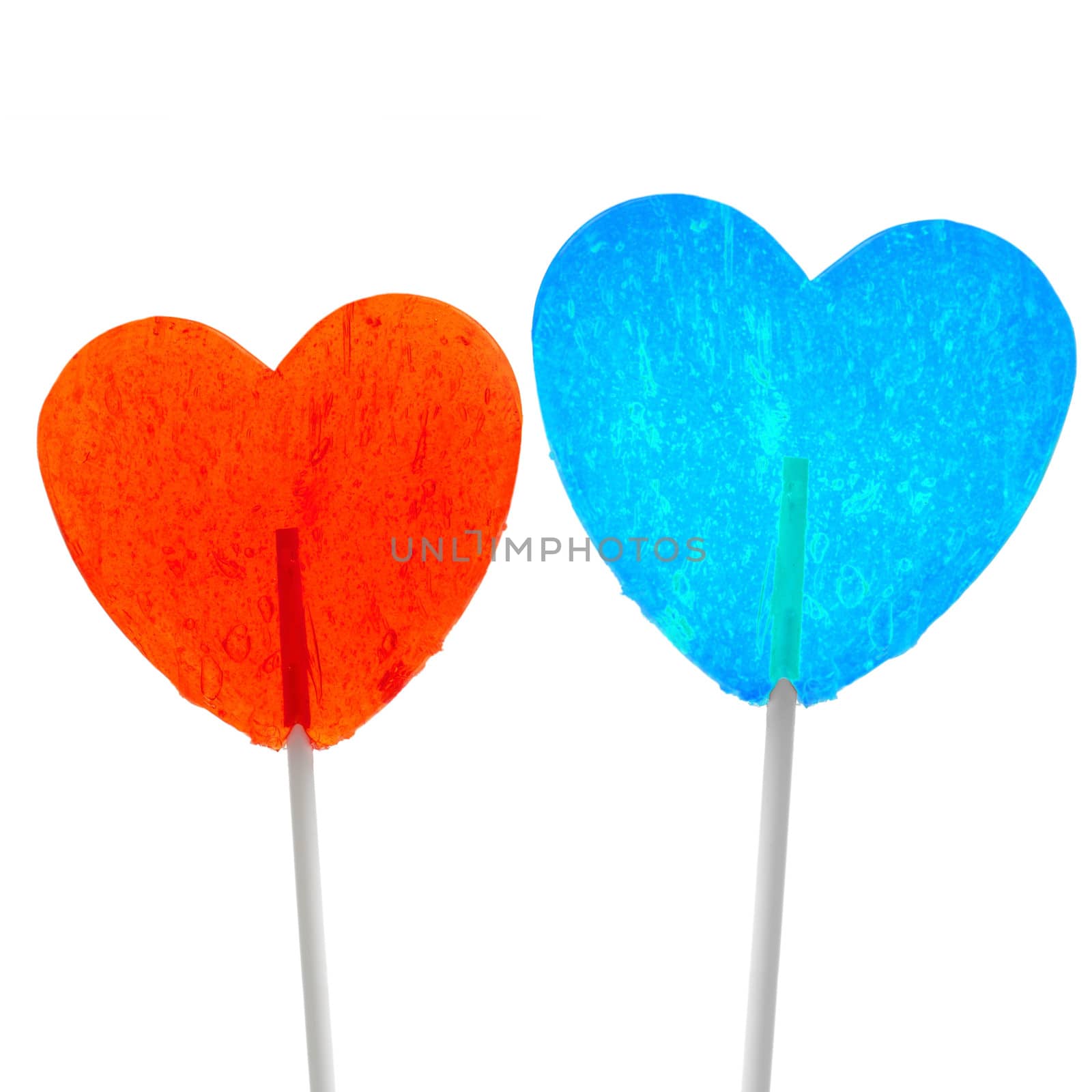 Lollipop sweetmeat heart blue isolated on white background
