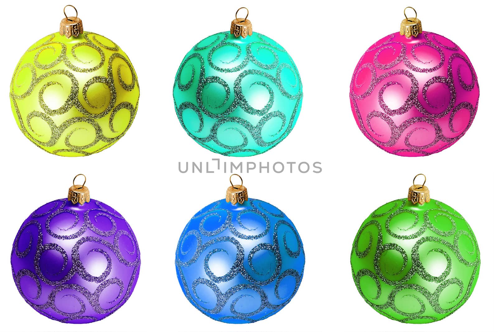 Set decoration christmas balls isolated white background